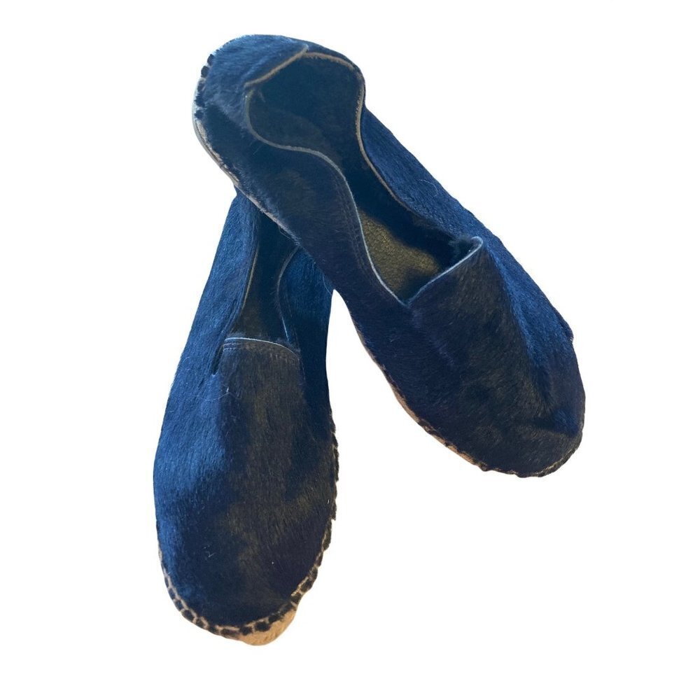 MANEBI COUSO MAIN Espadrilles Dark Blue Calf Hair Spain Size 40 VGC